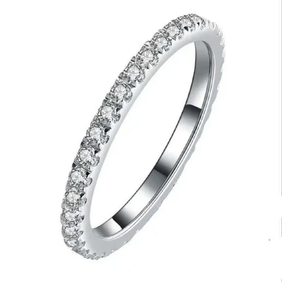*18K White Gold Diamond Eternity Stackable Ring - Picture 7 of 9